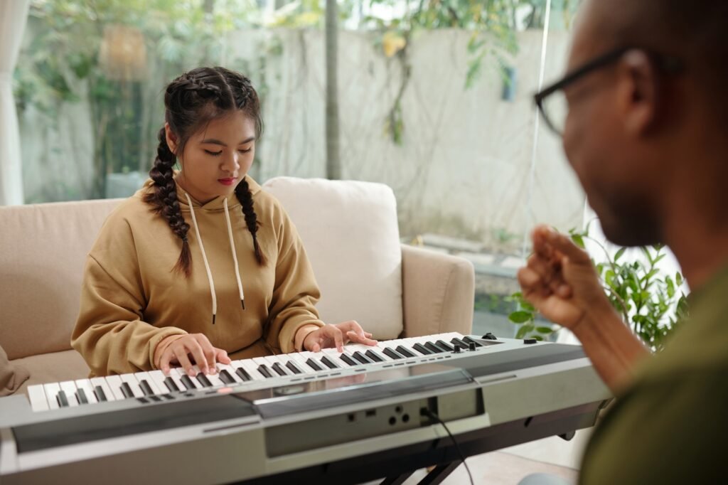 Gril Playing for Music Teacher